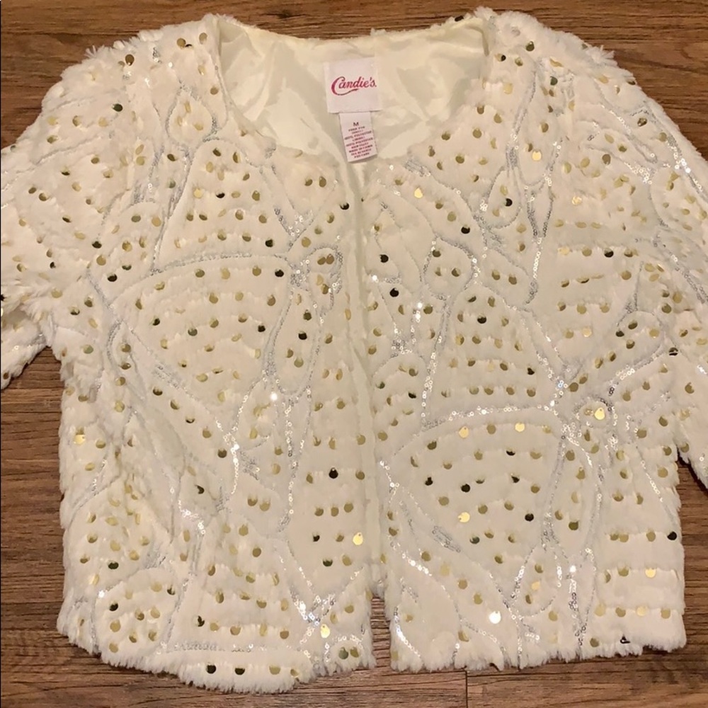 Faux fur sequin blazer